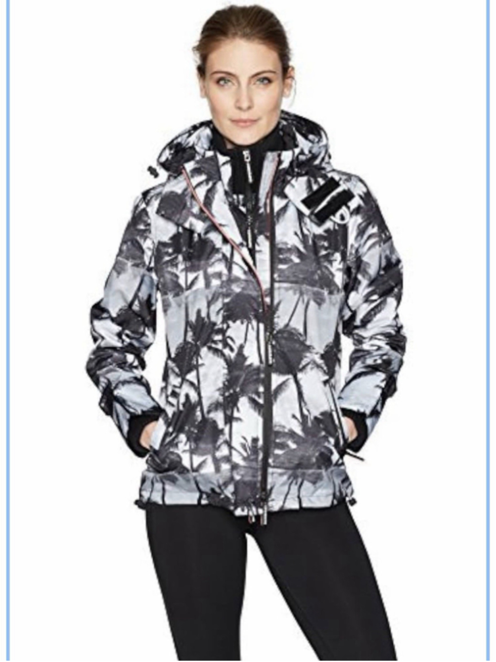 Superdry Black & White Hooded Windcheater Jacket Women's Size L